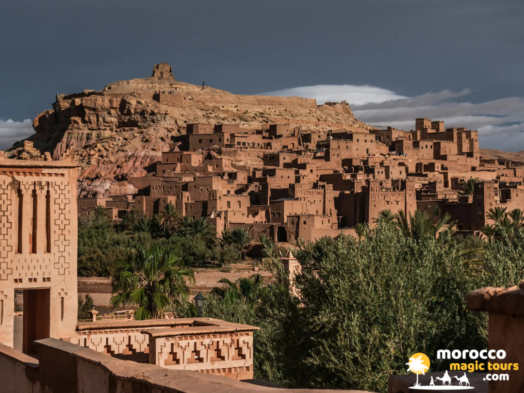 The dramatic fortified clay village of UNESCO-listed Kasbah Ait Benhaddou visited on a 3 days tour from fes to marrakech