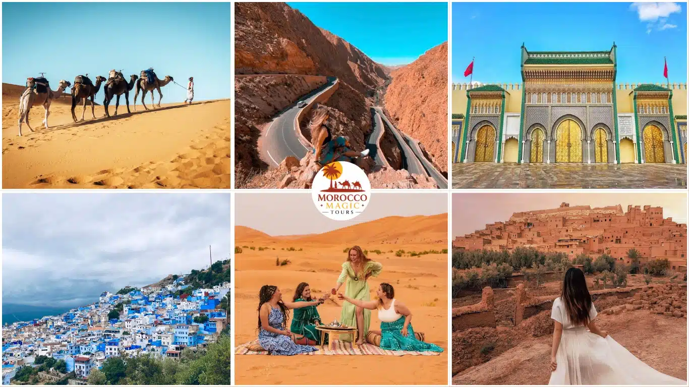Sahara Desert tour from Tangier – camel caravan, Chefchaouen blue city, and Fes royal palace