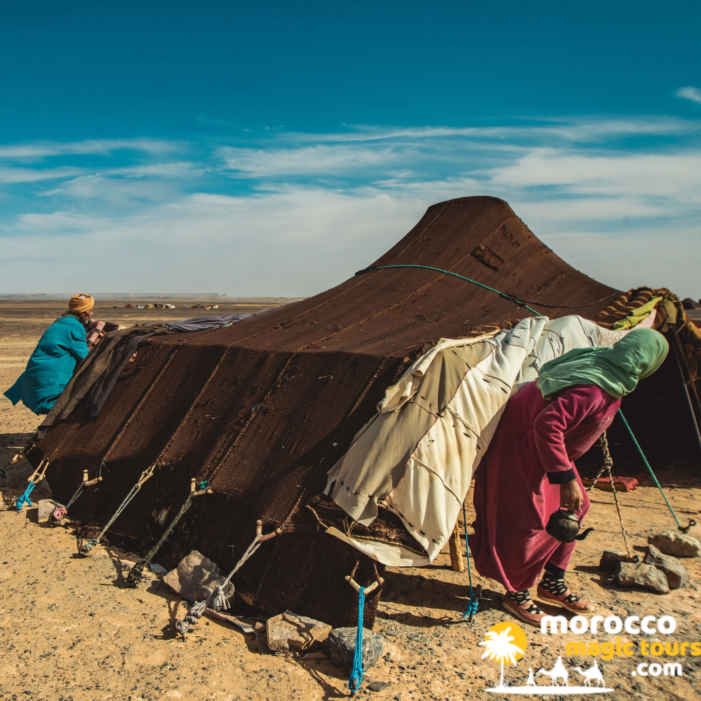 Sahara nomad tent camp, overnight stop on the marrakech desert tour 12 days